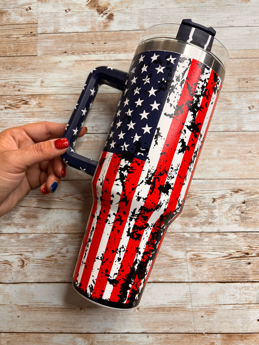 American Flag 40 Oz Cup with Handle | MOQ is 4