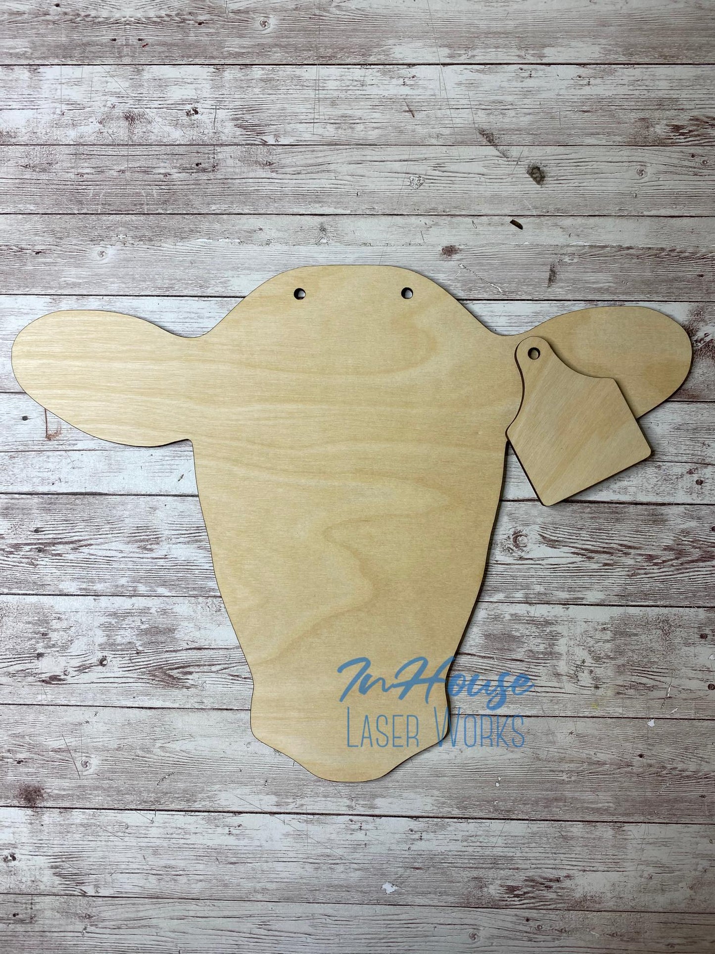 Cow Head with Ear Tag Door Hanger