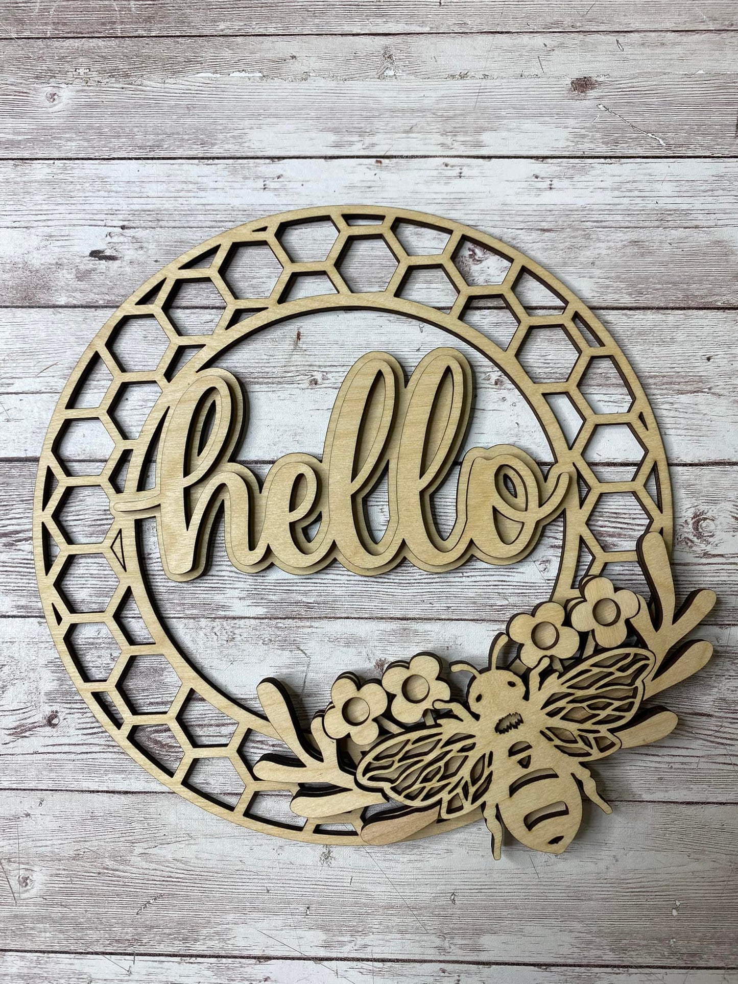 Hello Honeycomb Bee Door Hanger
