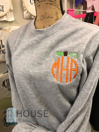 Pumpkin Monogram Tee | Long Sleeve | Crewneck Sweatshirt
