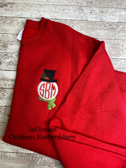 Embroidered Snowman Monogram Top