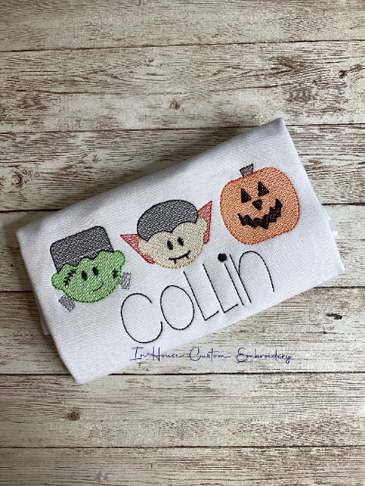Halloween Trio Boys Embroidered Shirt