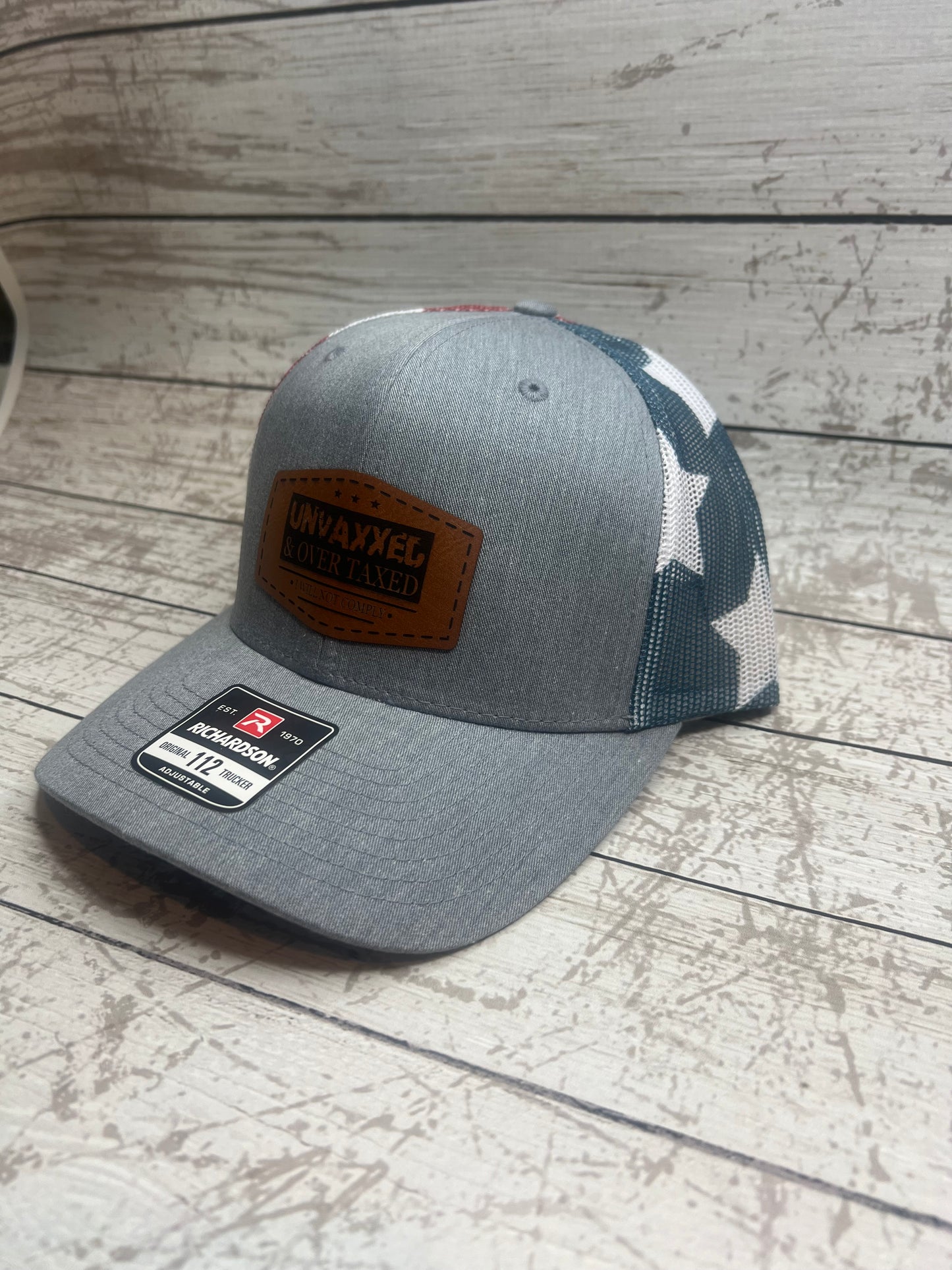 Unvaxed & Over Taxed, Leatherette￼Patch Hat