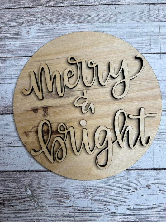 Merry & Bright Tiered Tray Sign
