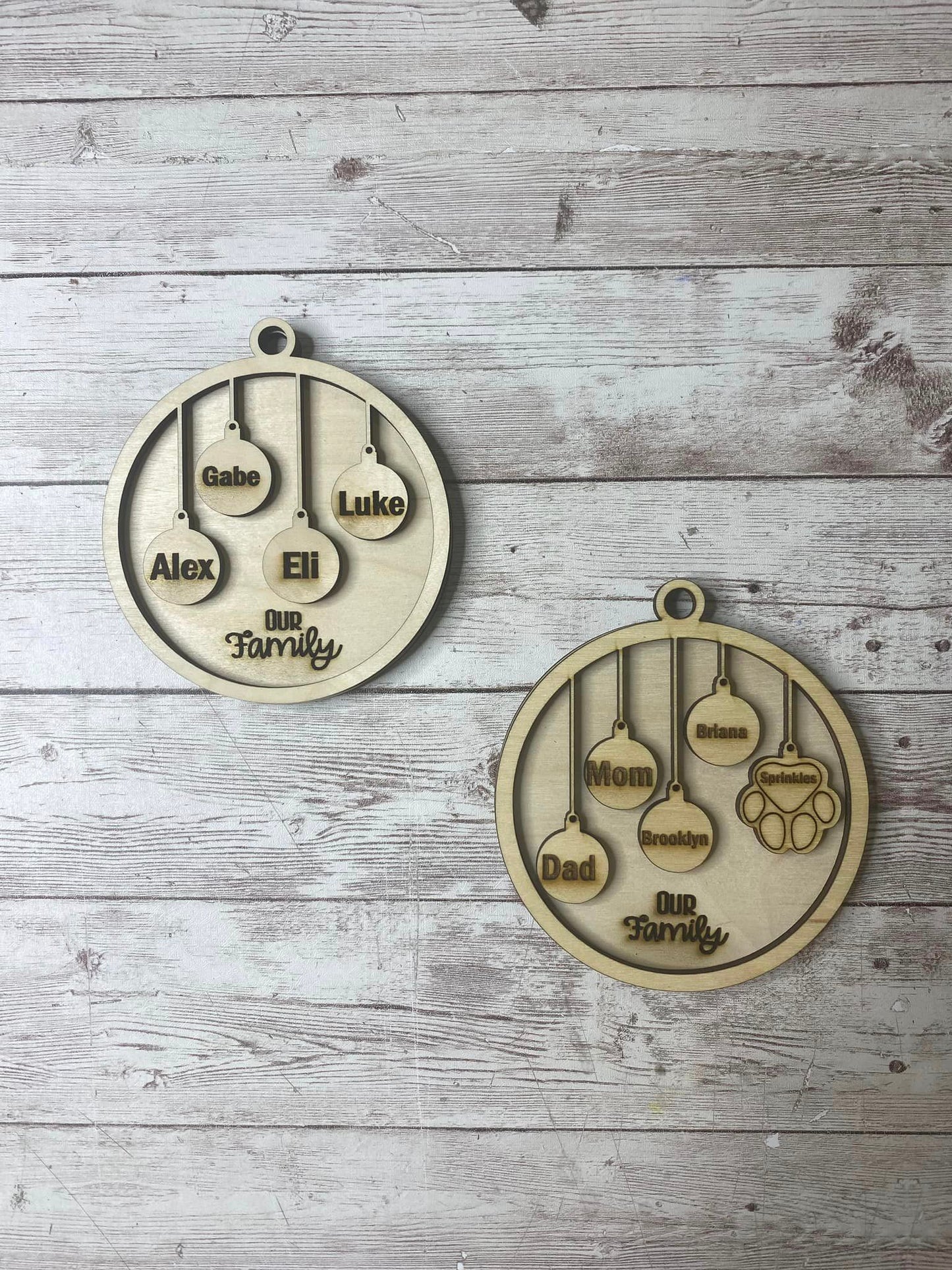 Family Ornaments | Personalized & Unfinished