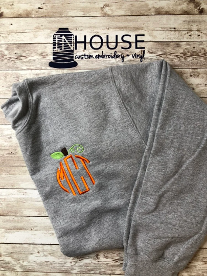 Pumpkin Monogram Tee | Long Sleeve | Crewneck Sweatshirt
