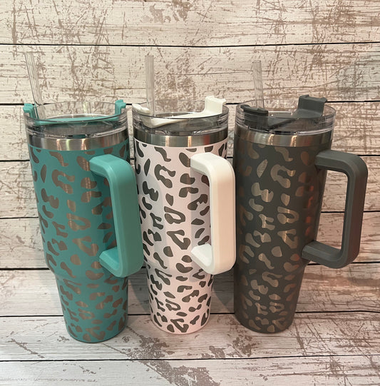 Wholesale Cheetah Print 40 oz Cup with Handle | MOQ is 4